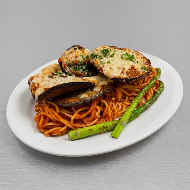 Eggplant Parmigiana Pasta.